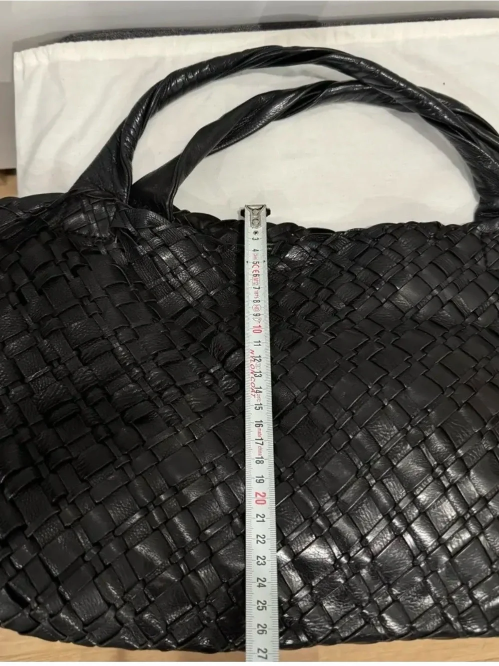 Massimo Dutti Black Woven Leather Tote